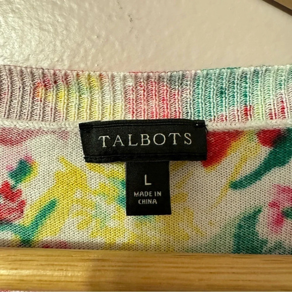 Talbots Cardigan 3/4 Sleeve Button Front Floral Women  Size L - Picture 4 of 6